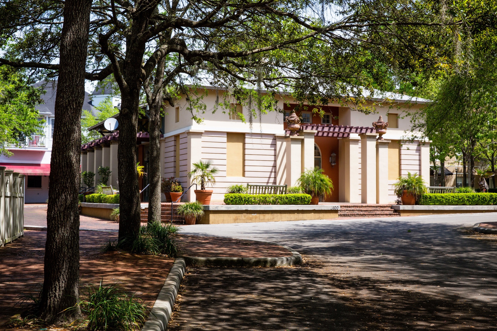 Exterior of River Cross Church in Haile Village Center in Gainesville, Florida.